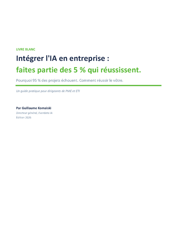 Couverture du livre blanc Everdata IA · Intégrer l'IA en entreprise